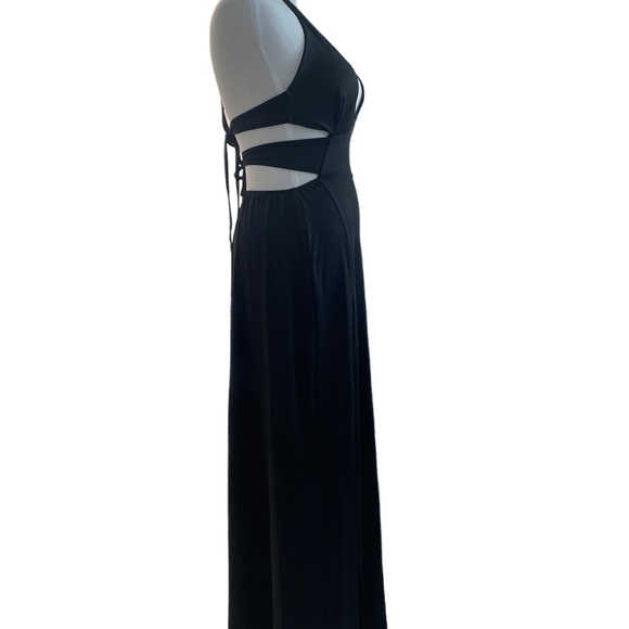 Black Stretch Halter Long Formal Beach to Resort Easy Fit Dress EUC Sz SM - Picture 3 of 13